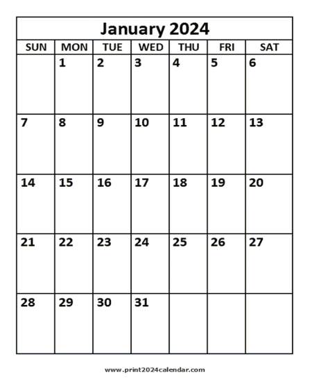 2024 January Calendar