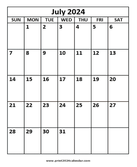 2024 July Calendar