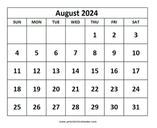 August 2024 Calendar