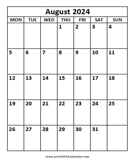 August 2024 Calendar