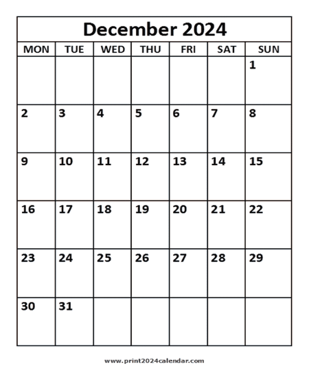 December 2024 Calendar