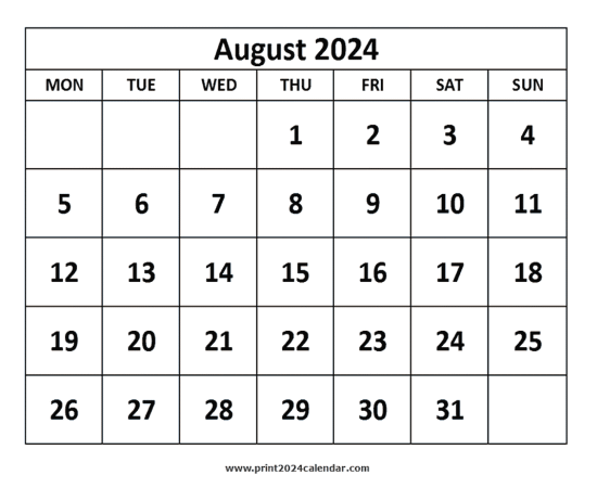 August 2024 Calendar