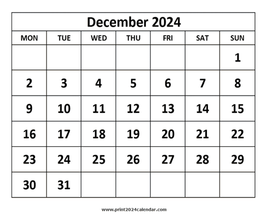 December 2024 Calendar