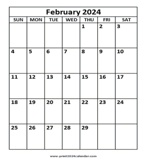 February 2024 calendar