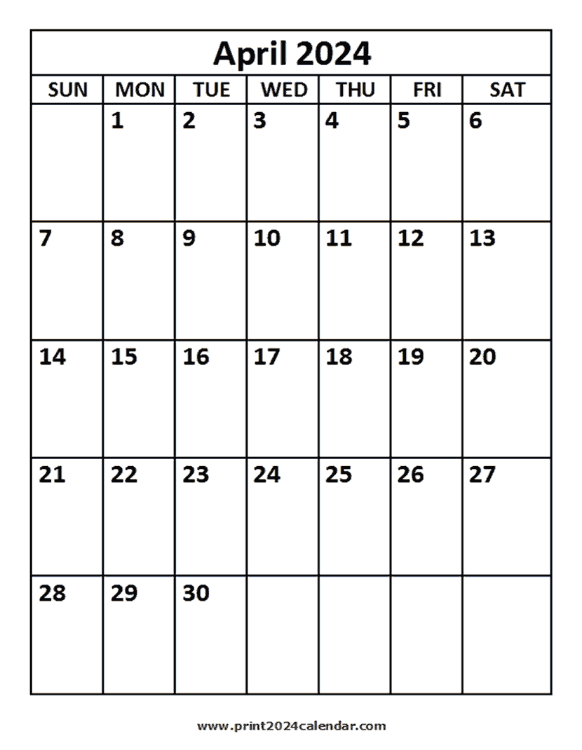 2024 April Calendar Printable