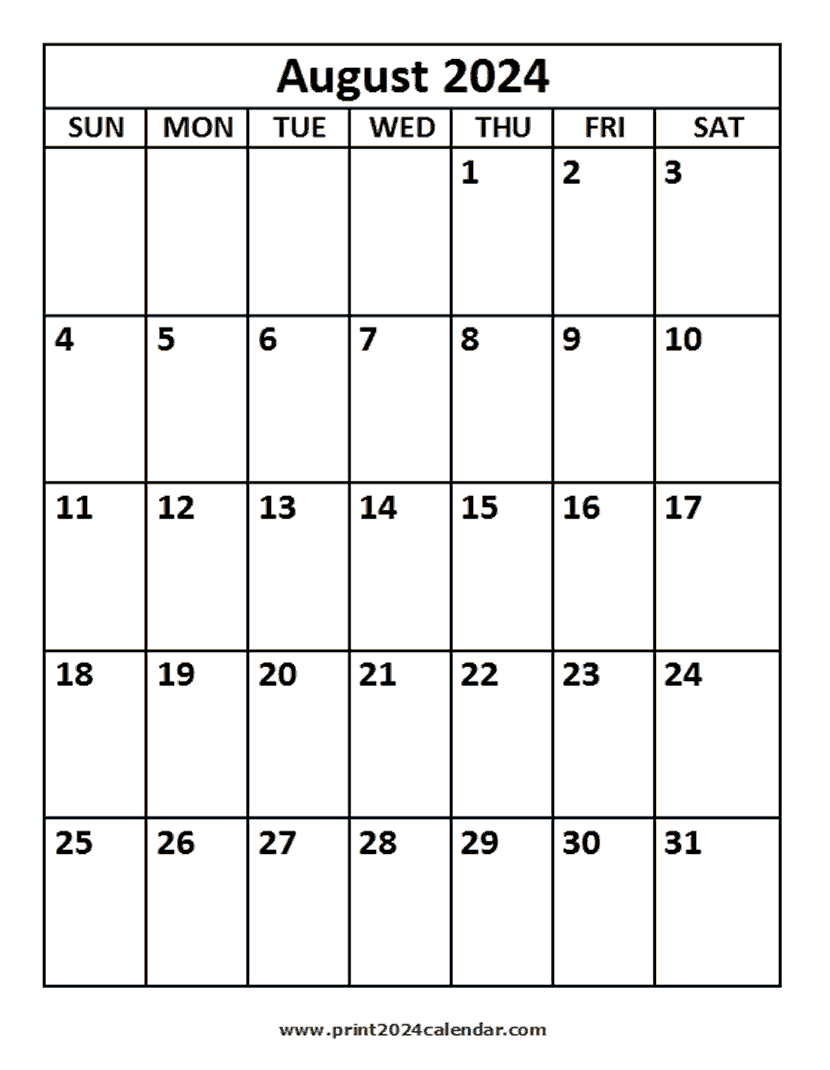 2024 August Calendar
