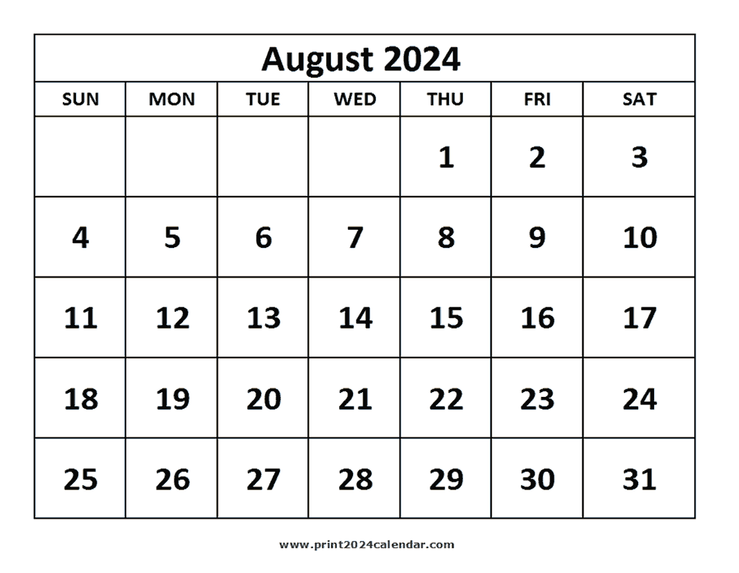 August 2024 Calendar