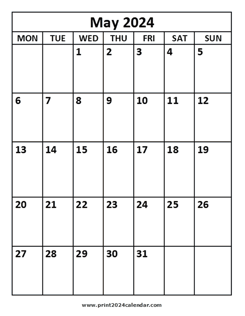 May 2024 printable Calendar