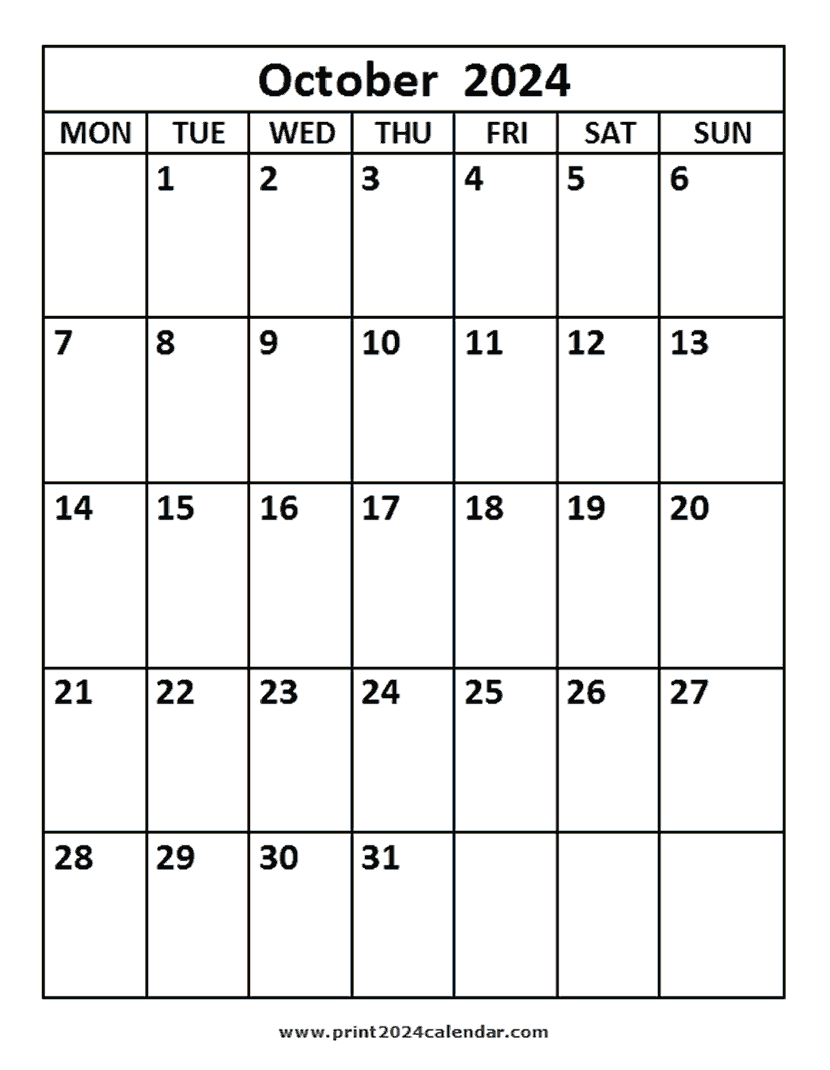 October 2024 printable Calendar