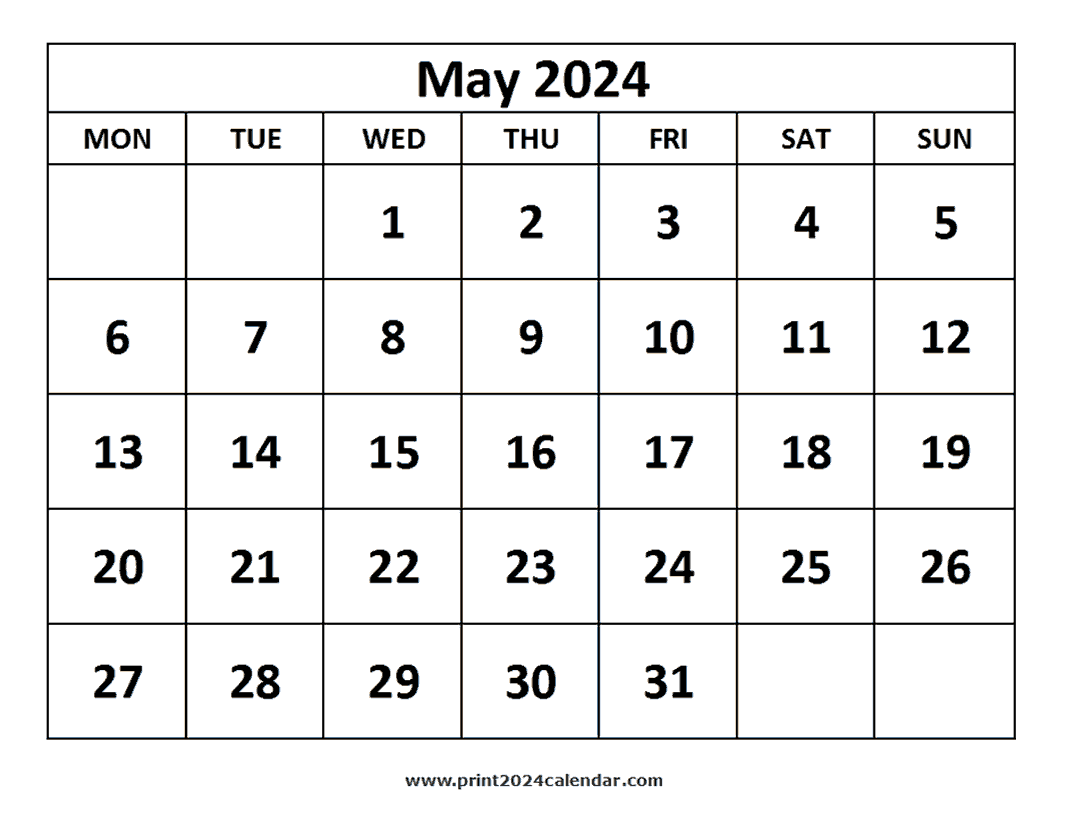 printable May 2024 Calendar